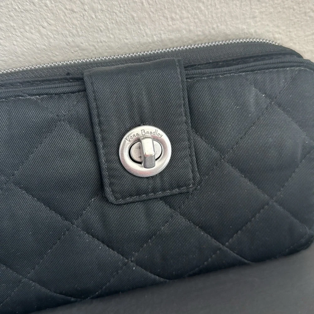 Vera Bradley Women's Performance Twill Turnlock Wallet With RFID, Black.